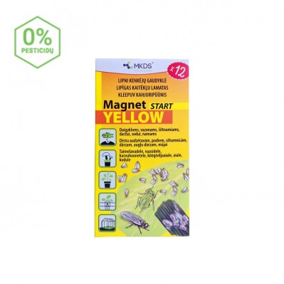 Magnet start yellow (7x14cm) baltasparnių, blakučių, amarų gaudyklės, 12 vnt
